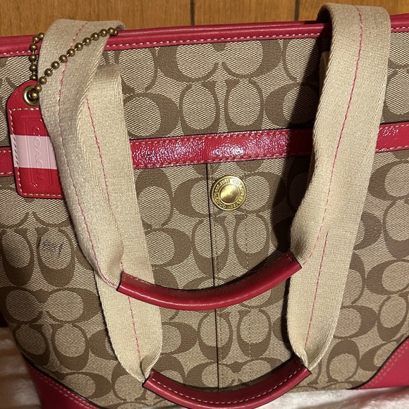Coach Brown and Pink Signature Tote - Picture 7 of 13